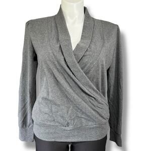NordicTrack Womens Faux Wrap Athletic Sweatshirt Pullover Stretch Gray Large